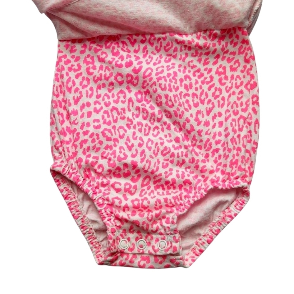 Carter's Baby Girls Pink Leopard Ruffle Bodysuit Dress One Piece Size 6 Months - Picture 4 of 16